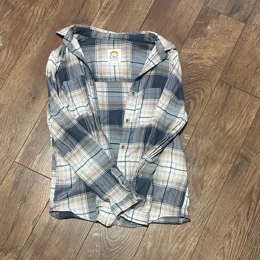 C.C Women’s Blue Plaid Shirt size Medium